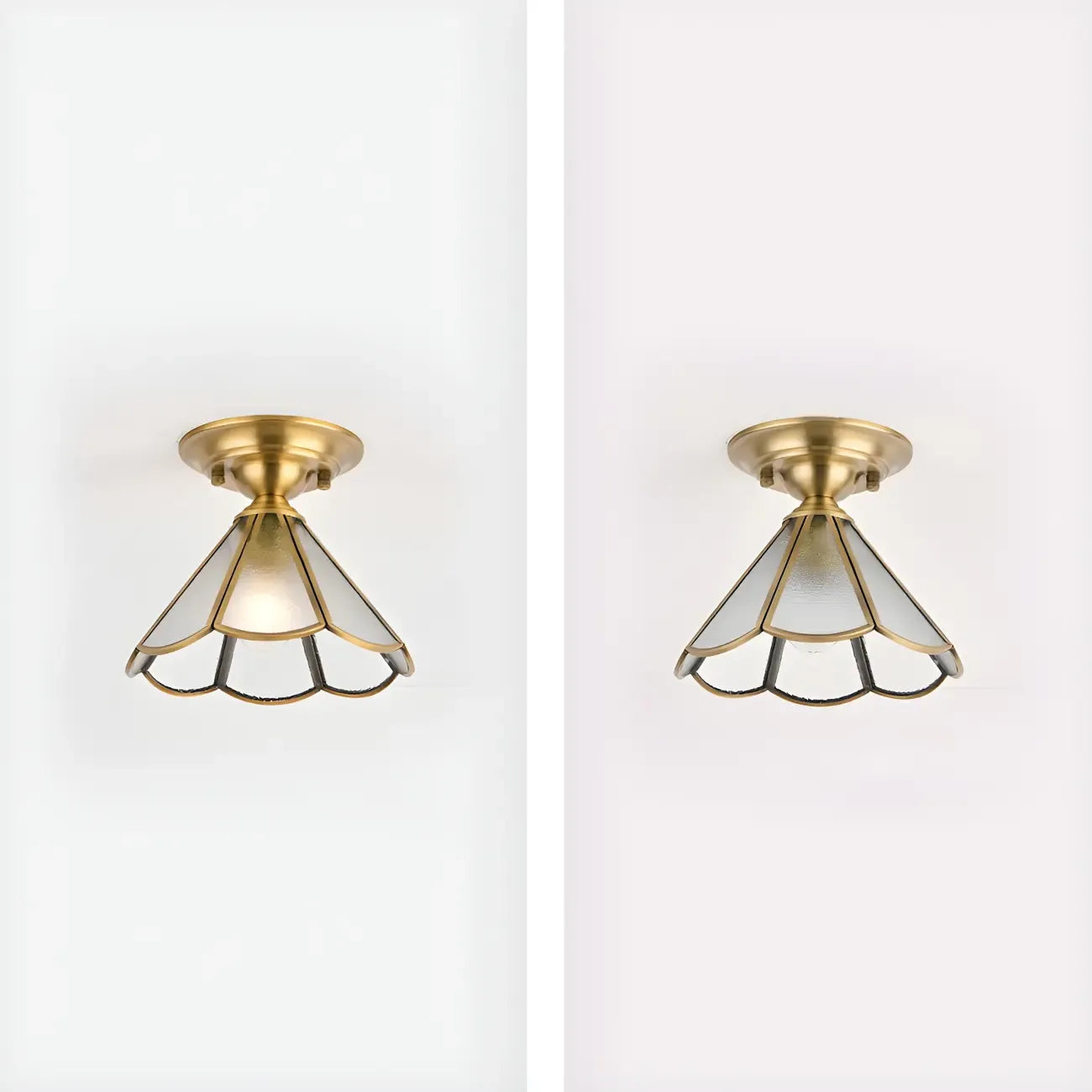 Colonial Dome Gold Glass Semi-Flush Mount Light