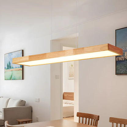 Natural Wood Dimming LED Rectangular Pendant Light