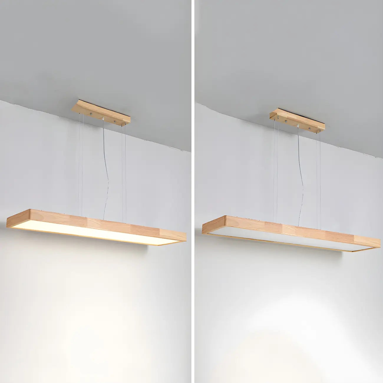 Natural Wood Dimming LED Rectangular Pendant Light