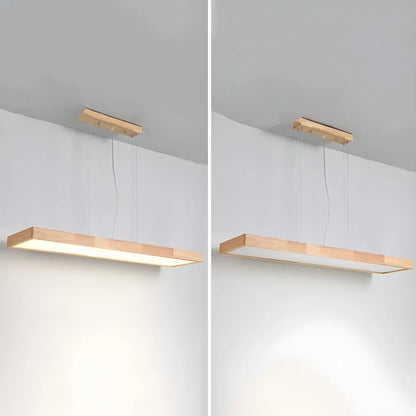 Natural Wood Dimming LED Rectangular Pendant Light