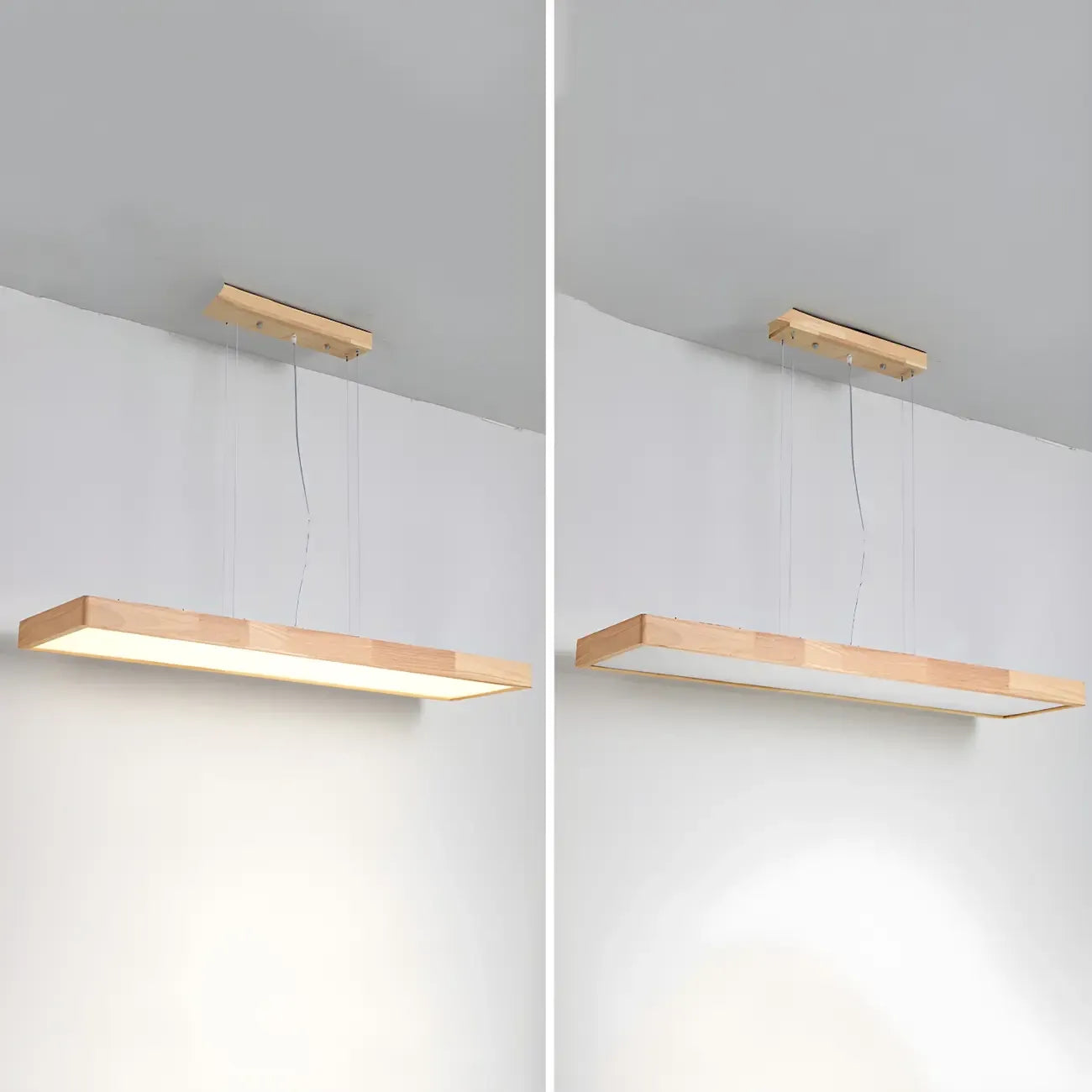 Natural Wood Dimming LED Rectangular Pendant Light