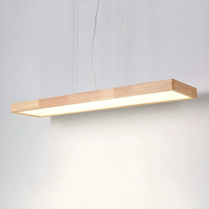 Natural Wood Dimming LED Rectangular Pendant Light