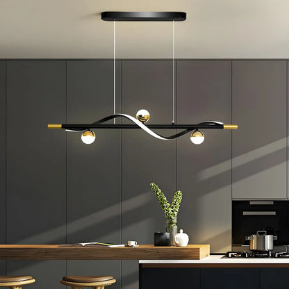 Modern Black Metal Acrylic 4-Light LED Dimming Pendant Light