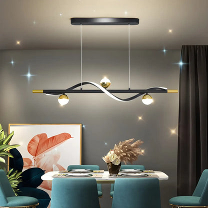 Modern Black Metal Acrylic 4-Light LED Dimming Pendant Light