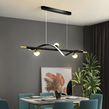 Modern Black Metal Acrylic 4-Light LED Dimming Pendant Light