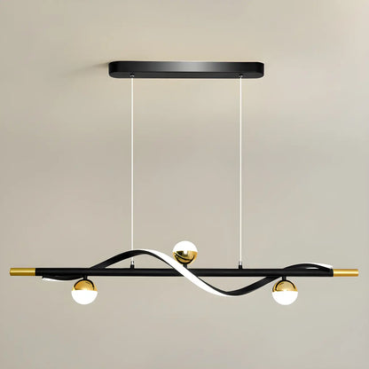 Modern Black Metal Acrylic 4-Light LED Dimming Pendant Light