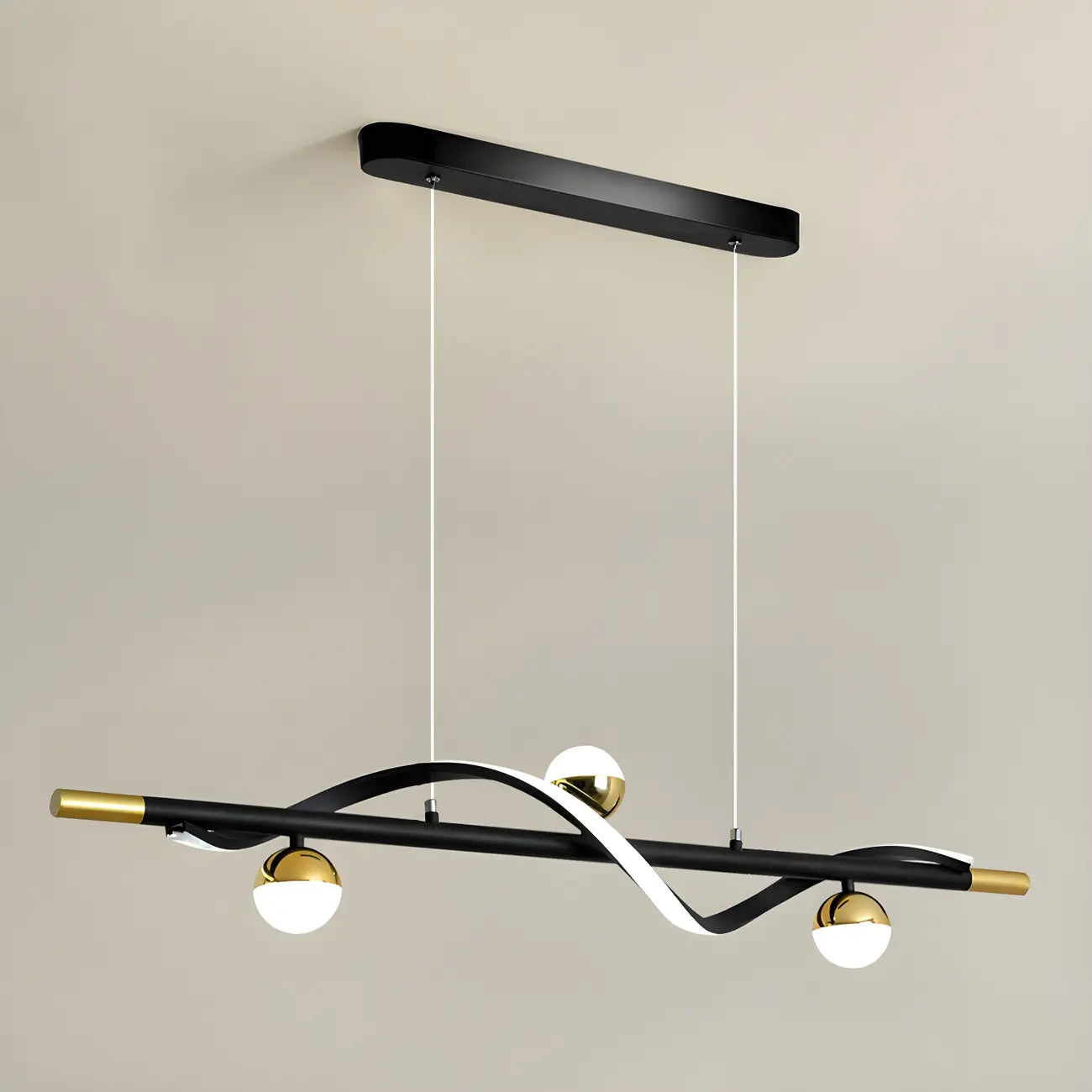 Modern Black Metal Acrylic 4-Light LED Dimming Pendant Light