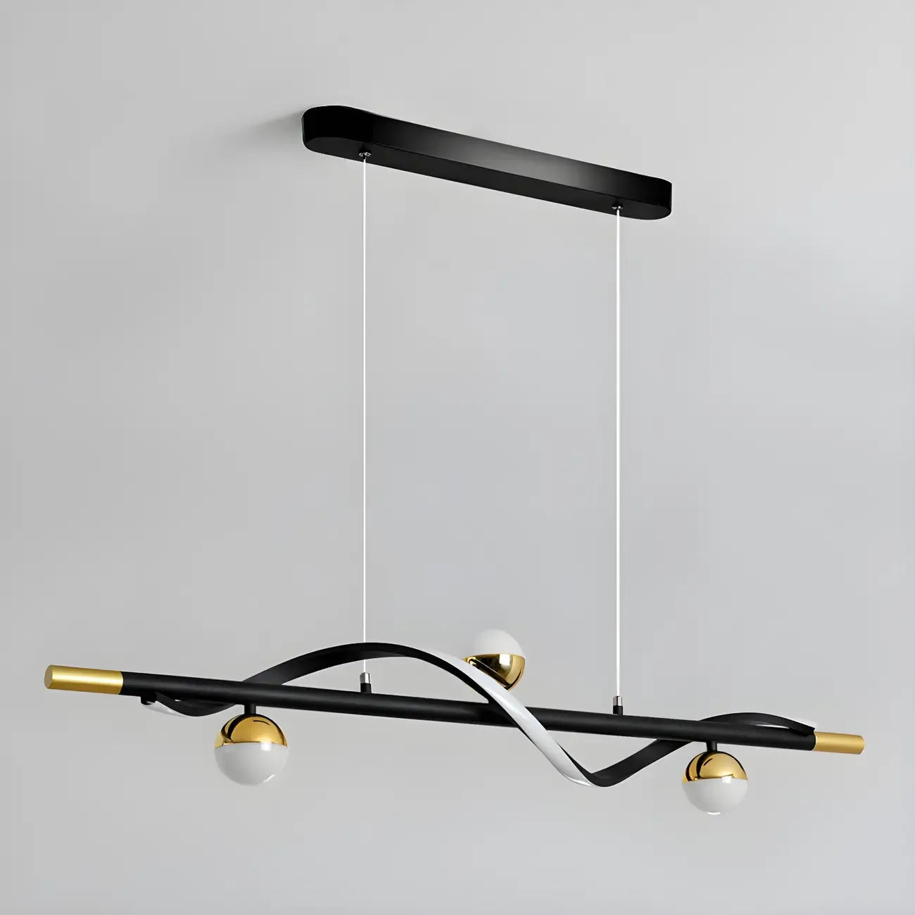 Modern Black Metal Acrylic 4-Light LED Dimming Pendant Light