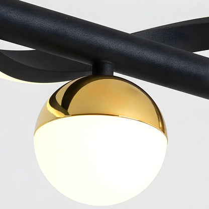 Modern Black Metal Acrylic 4-Light LED Dimming Pendant Light