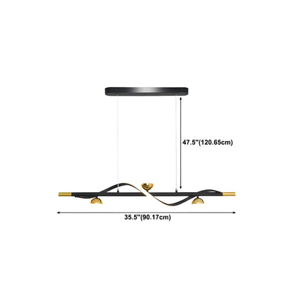 Modern Black Metal Acrylic 4-Light LED Dimming Pendant Light