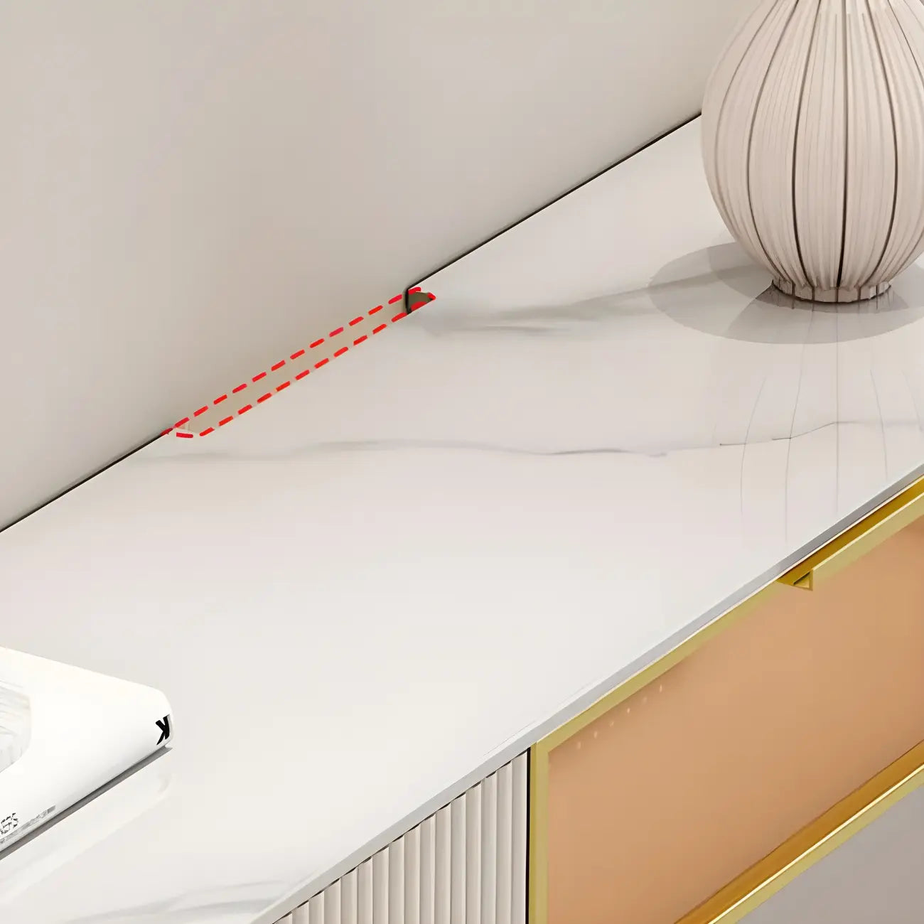 79 White Stone Floating TV Stand with Drawer & Cabinet