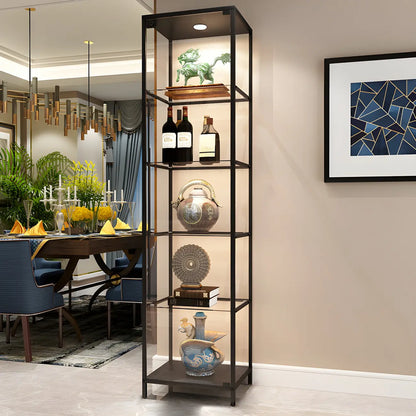 Glam Black Standard Curio Cabinet with Glass Doors