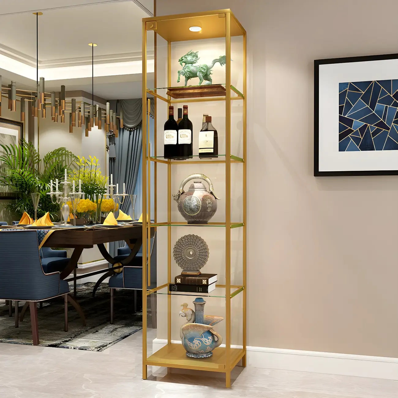 Glam Black Standard Curio Cabinet with Glass Doors