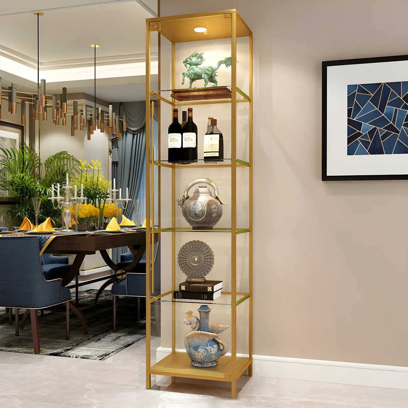 Glam Black Standard Curio Cabinet with Glass Doors