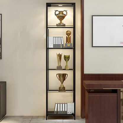 Glam Black Standard Curio Cabinet with Glass Doors