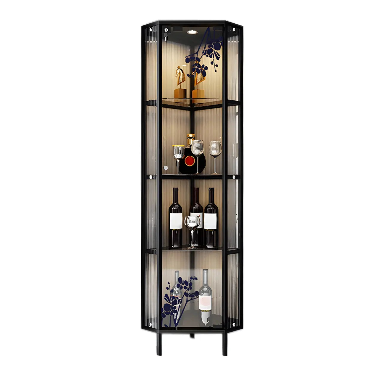 Glam Black Standard Curio Cabinet with Glass Doors