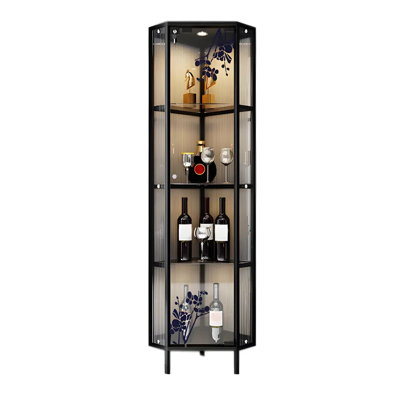 Glam Black Standard Curio Cabinet with Glass Doors