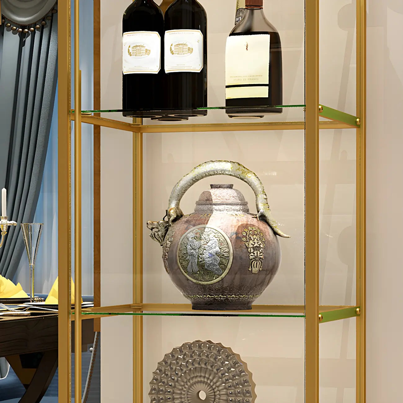 Glam Black Standard Curio Cabinet with Glass Doors