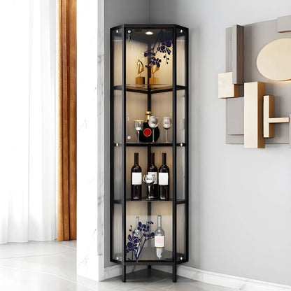 Glam Black Standard Curio Cabinet with Glass Doors
