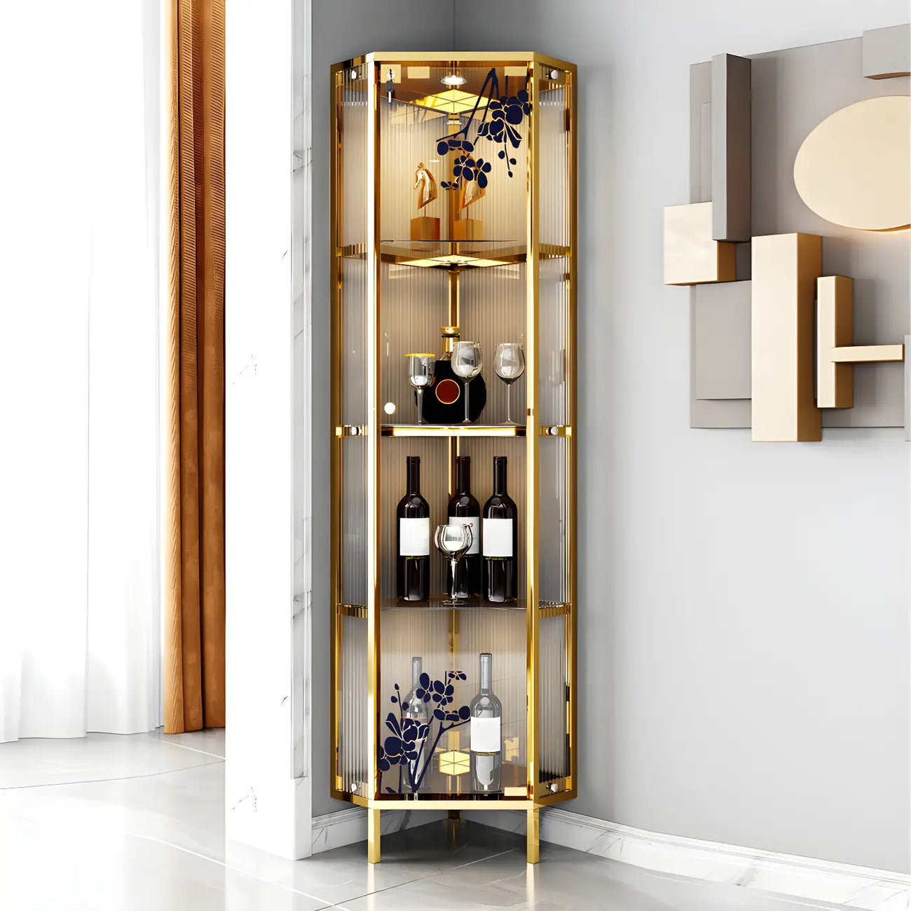 Glam Black Standard Curio Cabinet with Glass Doors