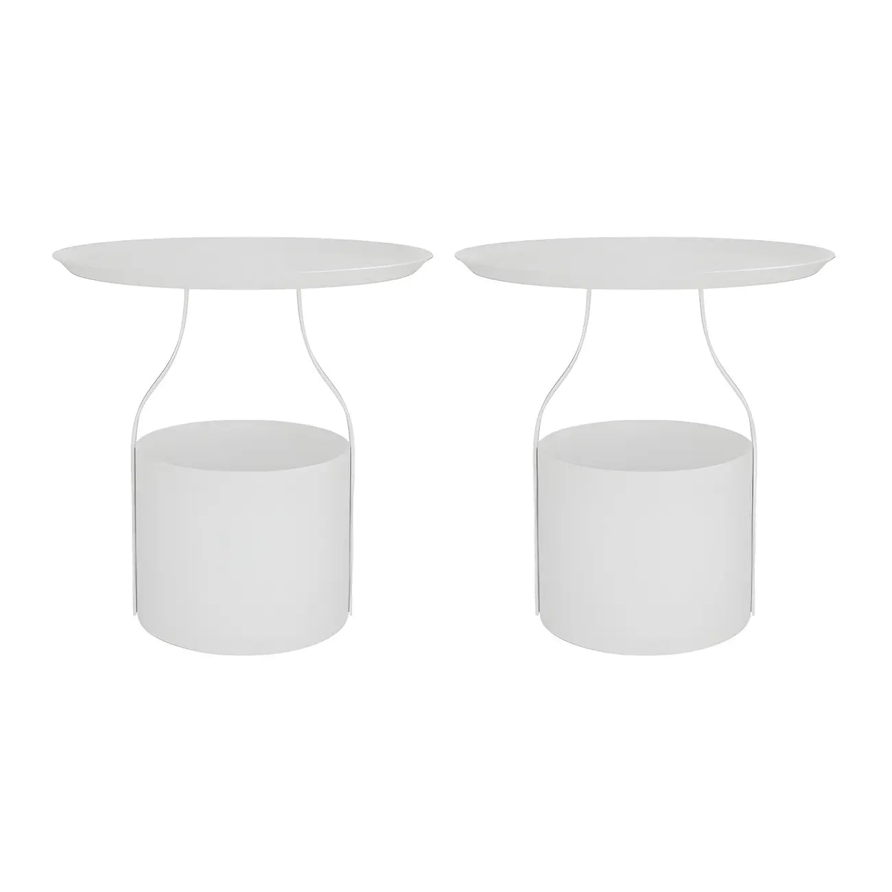 Minimalist Round Tray-Top Metallic Small Nightstand