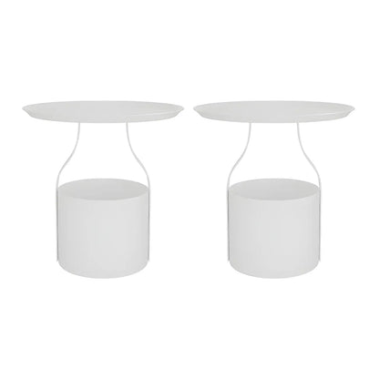 Minimalist Round Tray-Top Metallic Small Nightstand