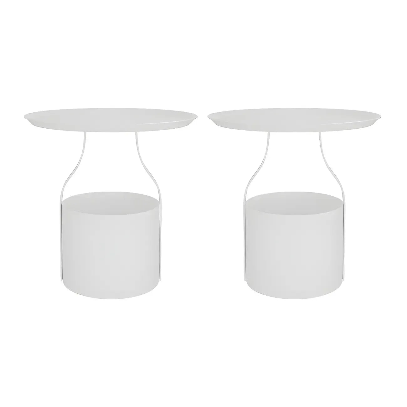 Minimalist Round Tray-Top Metallic Small Nightstand