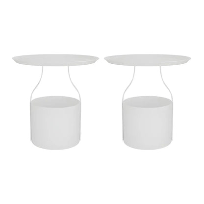 Minimalist Round Tray-Top Metallic Small Nightstand