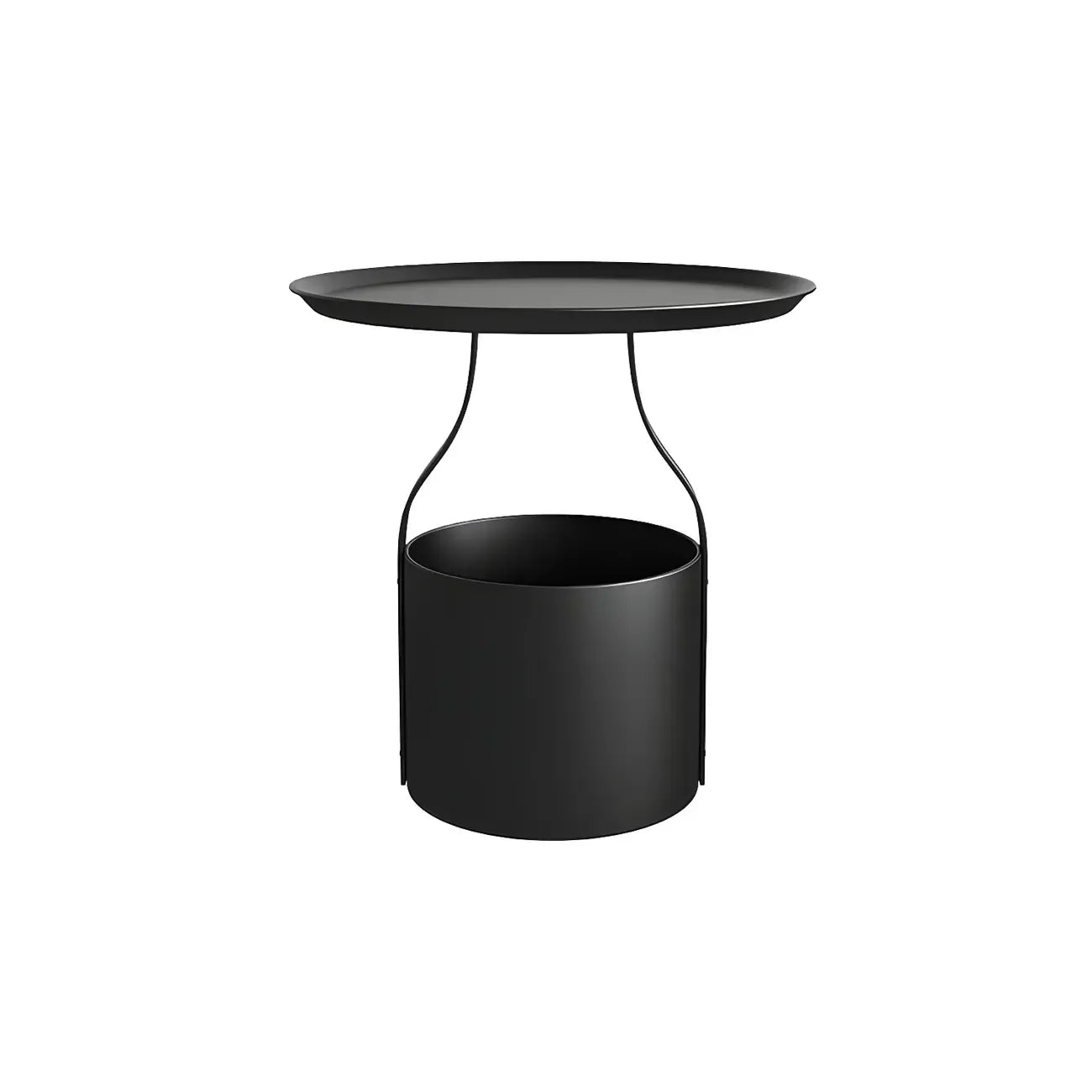 Minimalist Round Tray-Top Metallic Small Nightstand