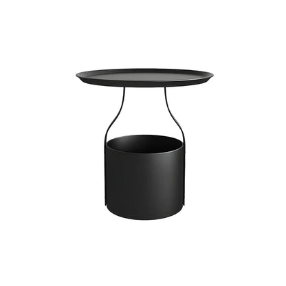 Minimalist Round Tray-Top Metallic Small Nightstand