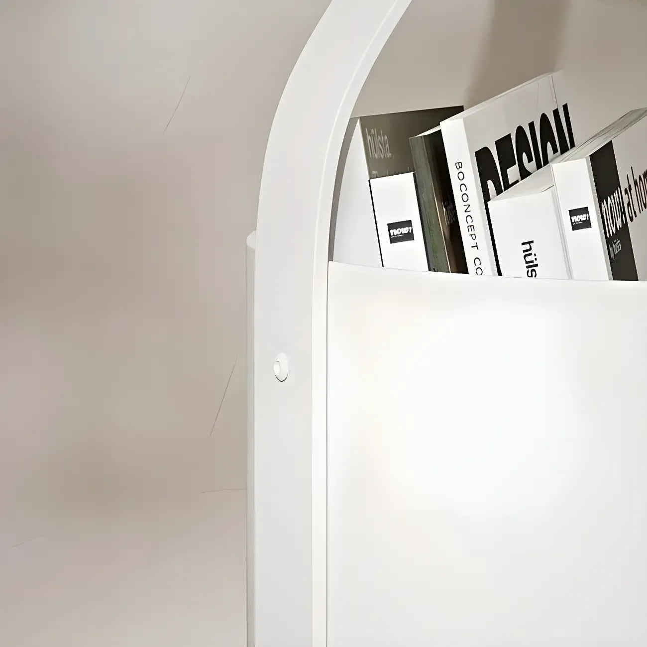 Minimalist Round Tray-Top Metallic Small Nightstand