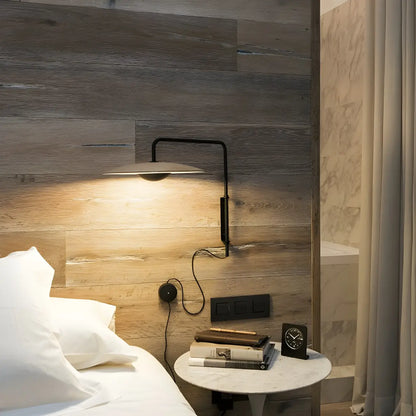 Modern Black Metal Adjustable Swing Arm Wall Light