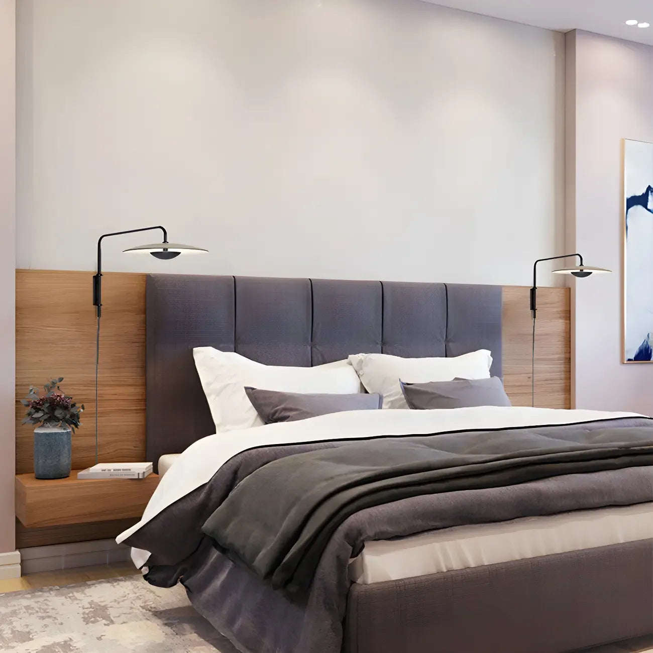 Modern Black Metal Adjustable Swing Arm Wall Light