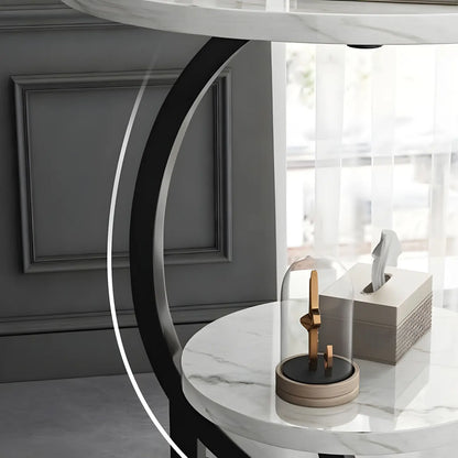 Modern Metal Frame Elegant Round Double Layer Nightstands