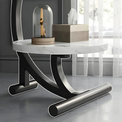 Modern Metal Frame Elegant Round Double Layer Nightstands