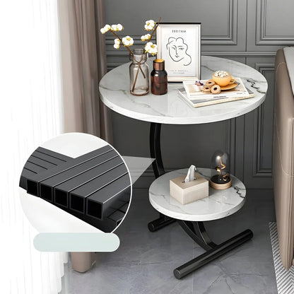 Modern Metal Frame Elegant Round Double Layer Nightstands