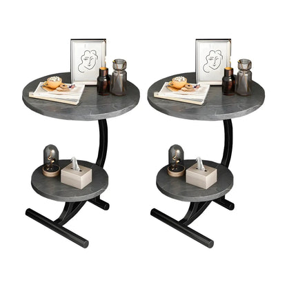 Modern Metal Frame Elegant Round Double Layer Nightstands