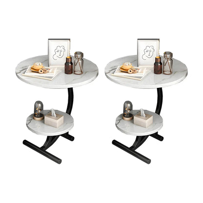 Modern Metal Frame Elegant Round Double Layer Nightstands