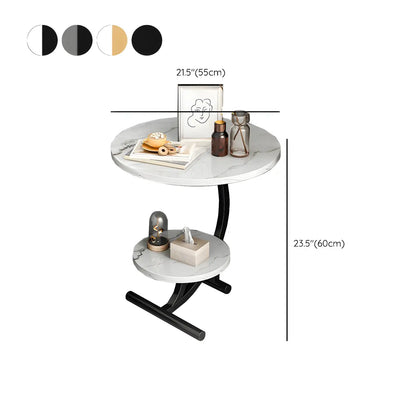 Modern Metal Frame Elegant Round Double Layer Nightstands