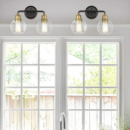 Industrial Black Metal Glass Dome Vanity Lights for Bathroom