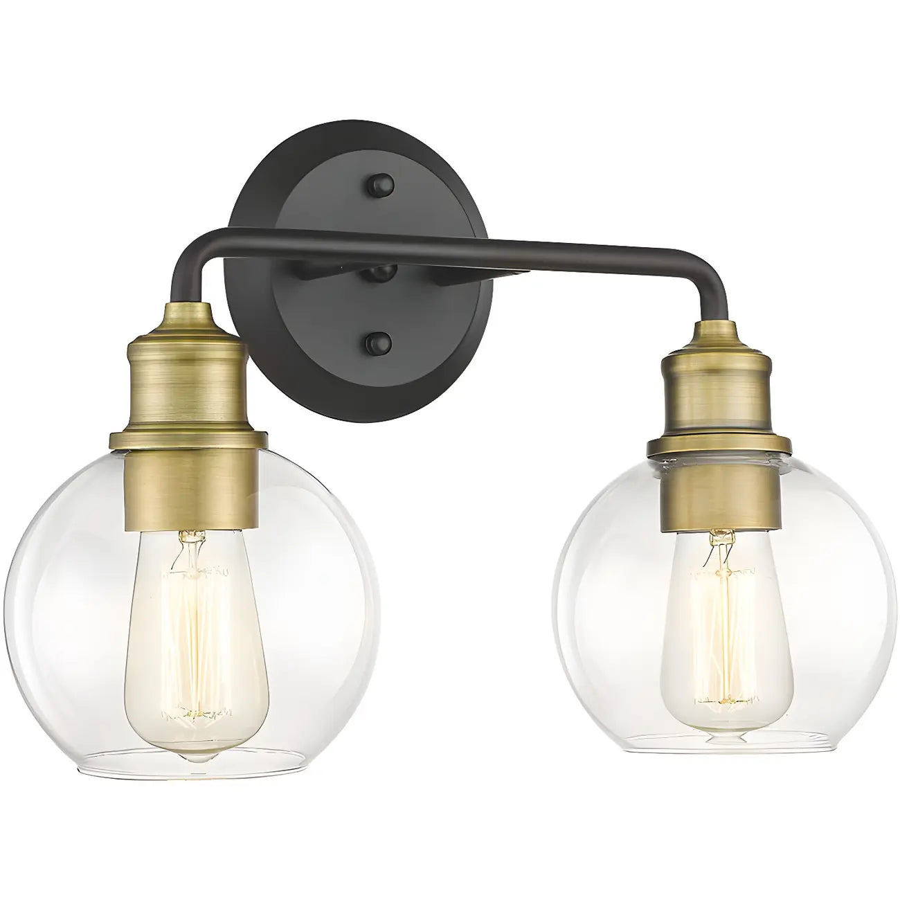 Industrial Black Metal Glass Dome Vanity Lights for Bathroom