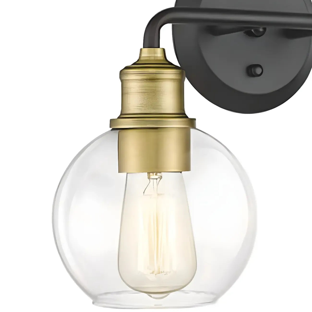 Industrial Black Metal Glass Dome Vanity Lights for Bathroom
