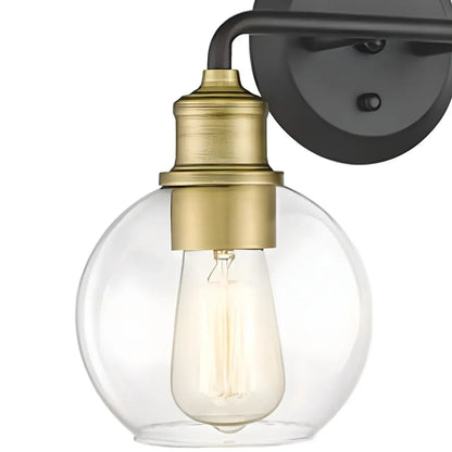 Industrial Black Metal Glass Dome Vanity Lights for Bathroom