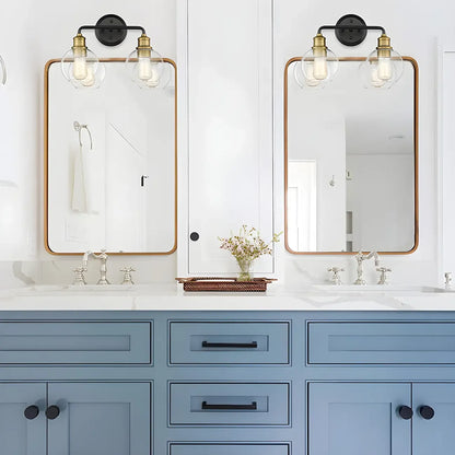 Industrial Black Metal Glass Dome Vanity Lights for Bathroom