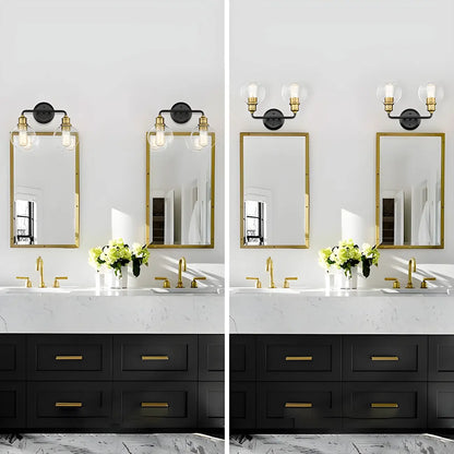 Industrial Black Metal Glass Dome Vanity Lights for Bathroom