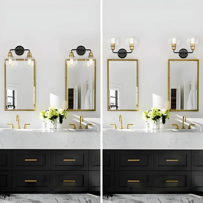 Industrial Black Metal Glass Dome Vanity Lights for Bathroom