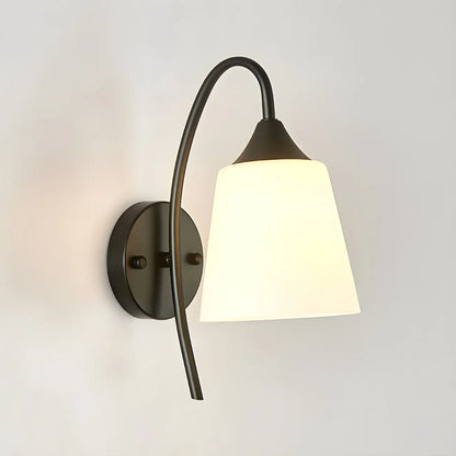 Modern Metal Black Arc Bathroom Vanity Light with Glass Shade