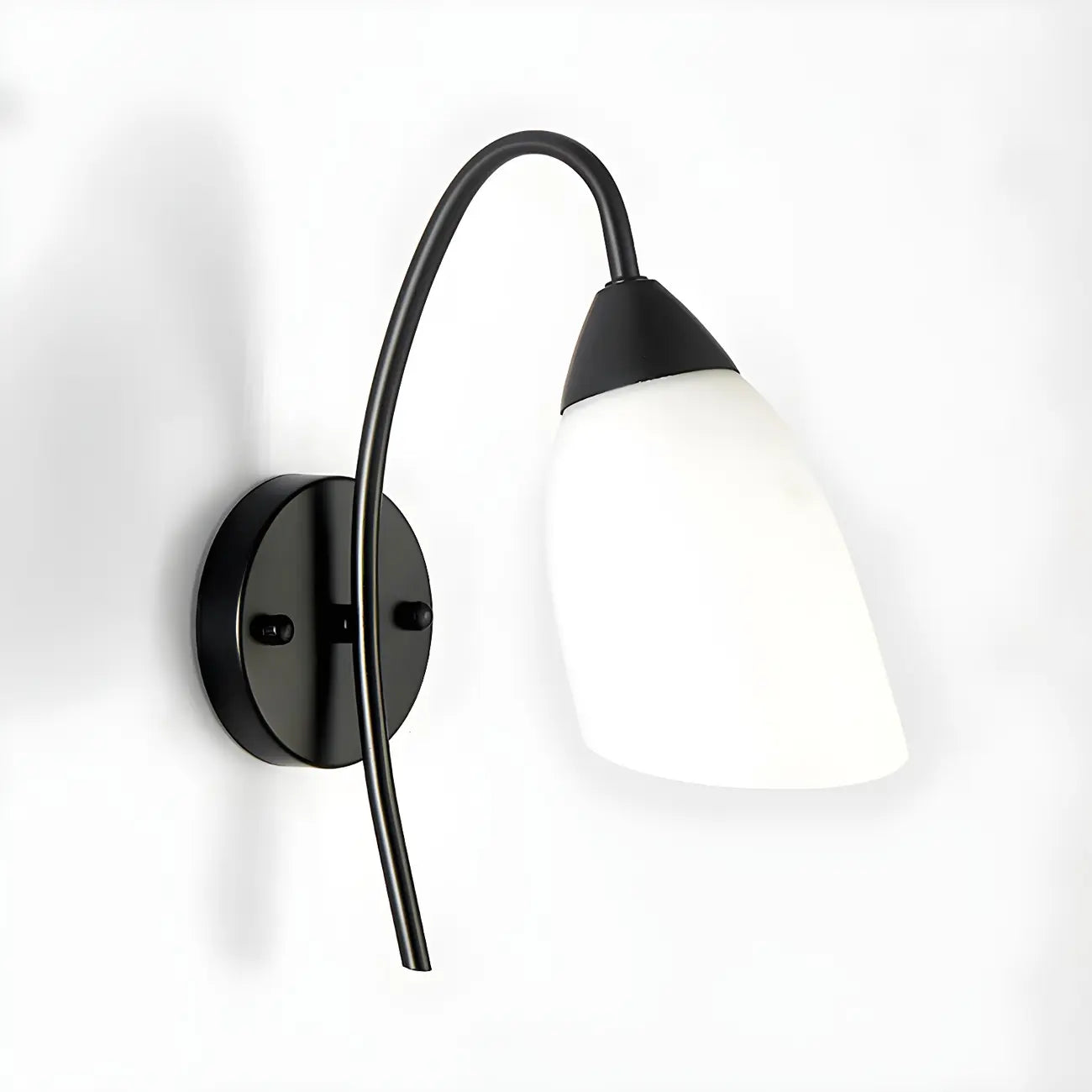 Modern Metal Black Arc Bathroom Vanity Light with Glass Shade