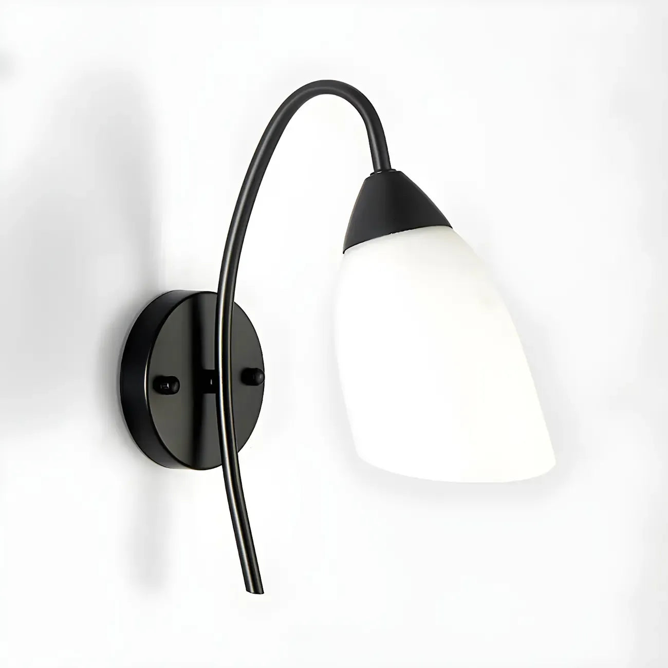 Modern Metal Black Arc Bathroom Vanity Light with Glass Shade