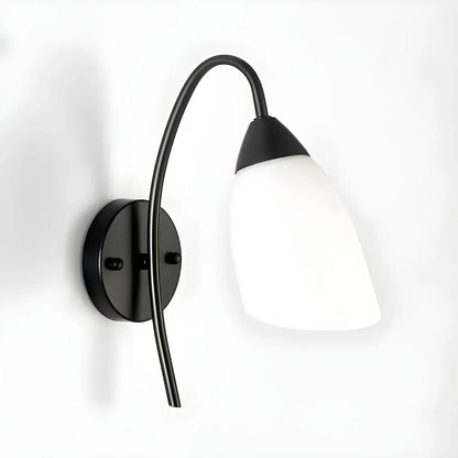 Modern Metal Black Arc Bathroom Vanity Light with Glass Shade